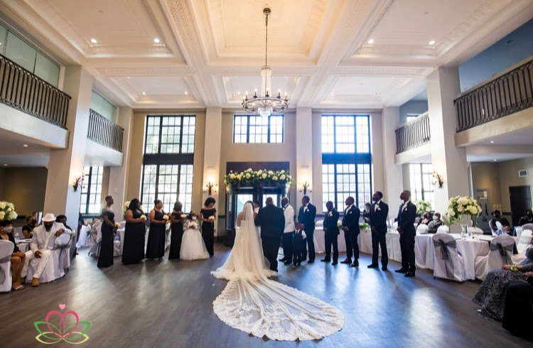 Wedding ceremony in an elegant ballroom